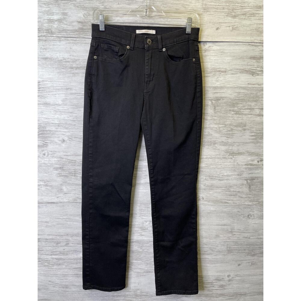 Levis Classic Straight Jeans Womens 4 Black Mid Rise Stretch Denim‎ 27x30